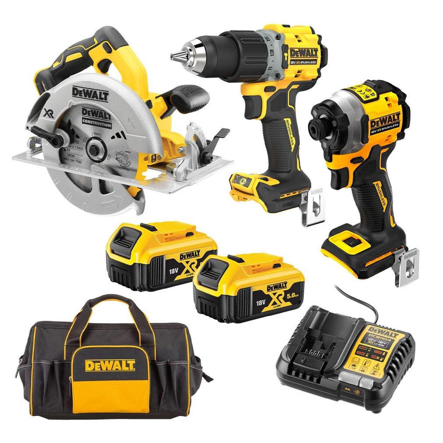 XR Cordless Brushless 3 Piece Combo Kit - 5.0Ah 18 volt
