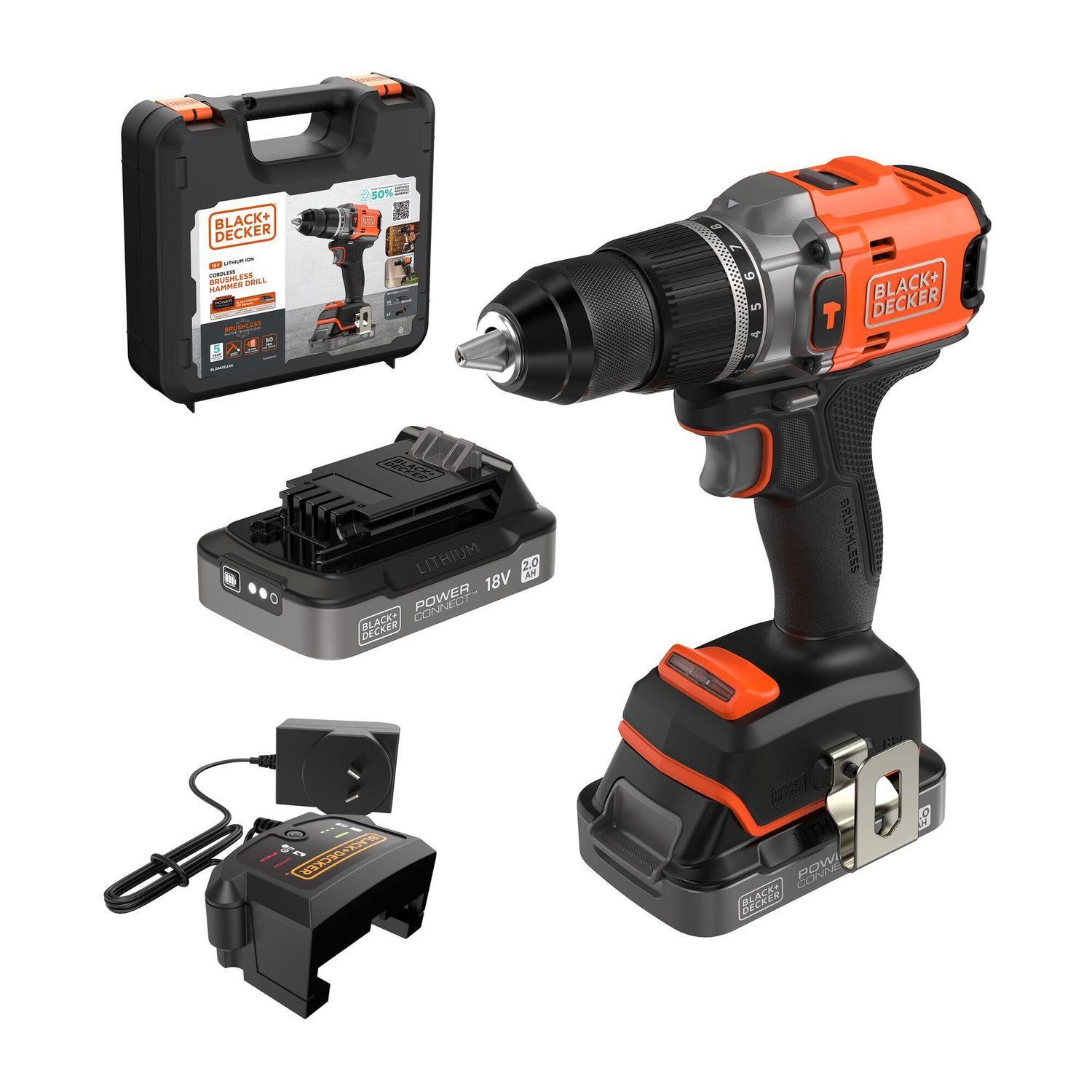 18V POWERCONNECT Cordless Brushless Hammer Drill Kit with 2 x 2.0Ah Batteries