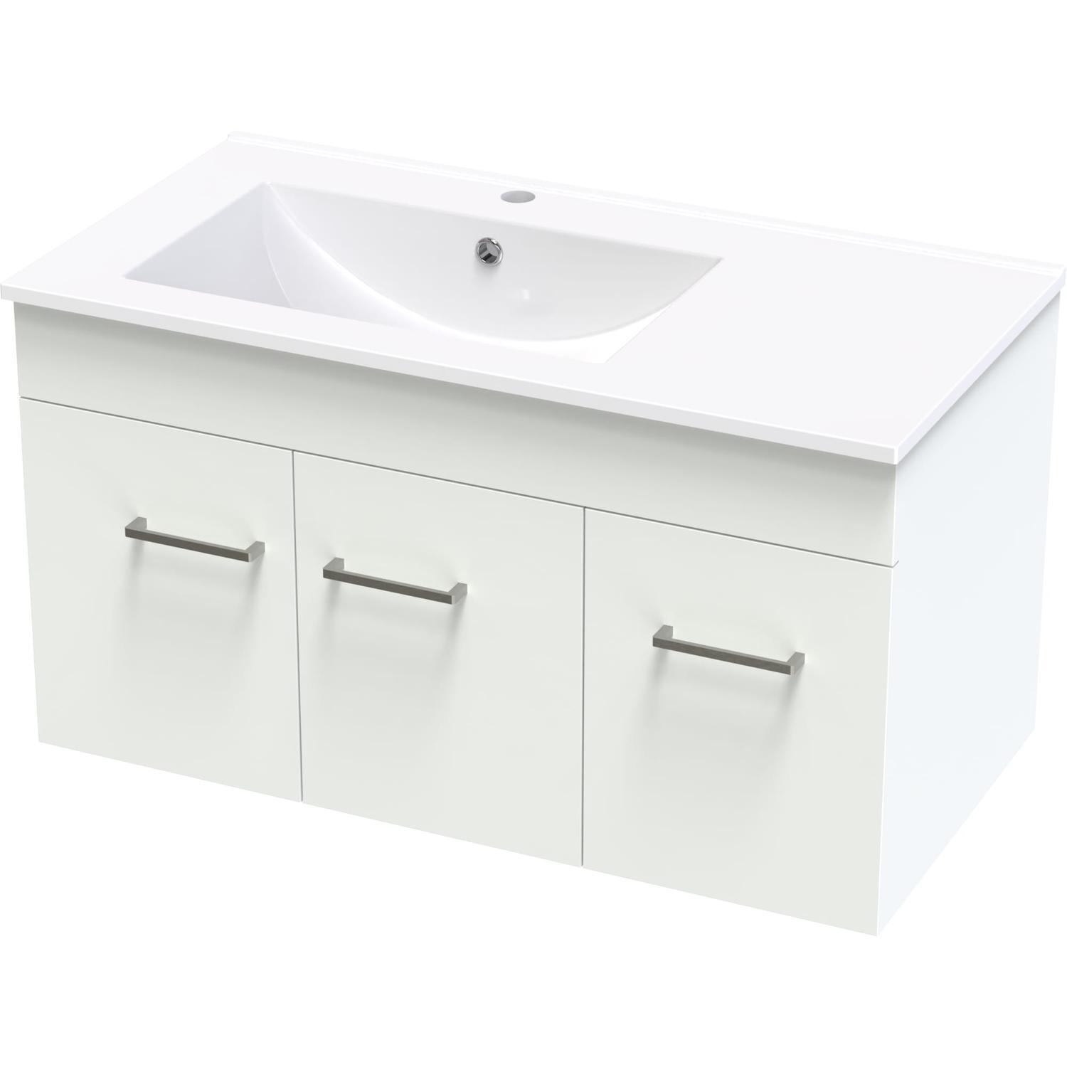 Classic Valley 900 Left Hand Bowl Wall White Melamine