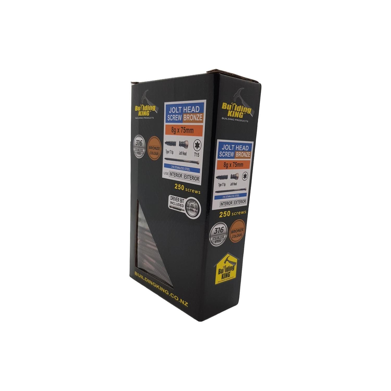 Jolt Screws 8G x 75 SS316 Bronze Coated
