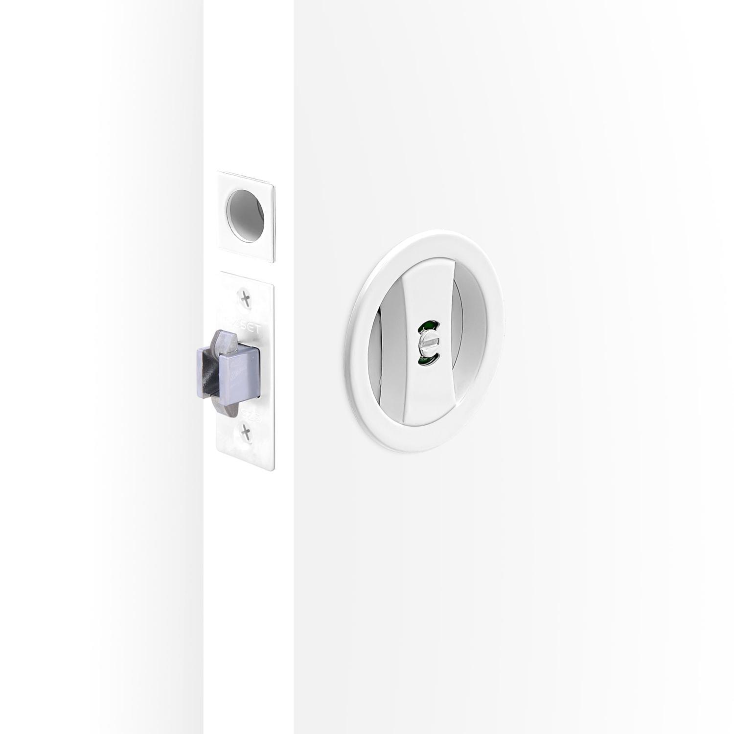 CAVITY SLIDER PRIVACY KIT ROUND WHITE FINISH