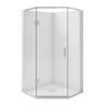 Solara 1000 x 1000mm Angle Front White Tray, Liner and Chrome Hinged Screen Package