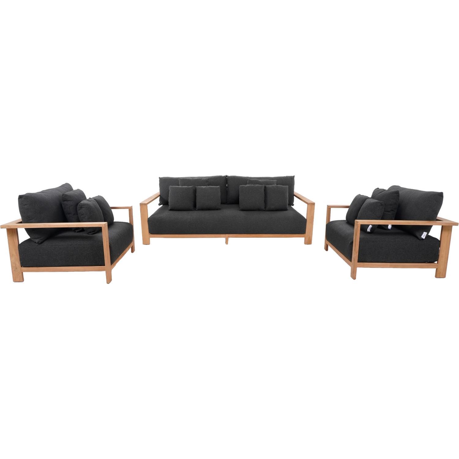 Florence Outdoor Lounge Setting 3 Piece Charcoal