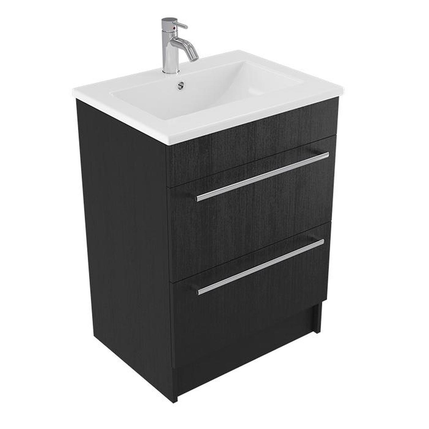 Calais Floor Vanity 600mm Black