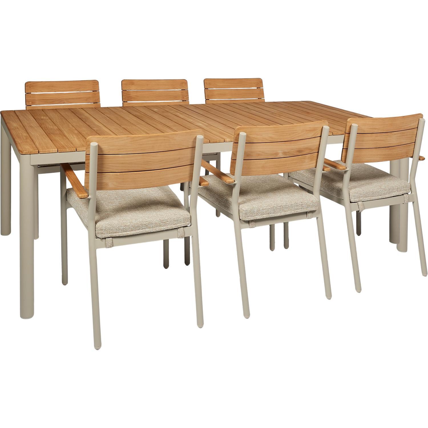 Outdoor Dining Setting with Teak Chairs 7 Piece
