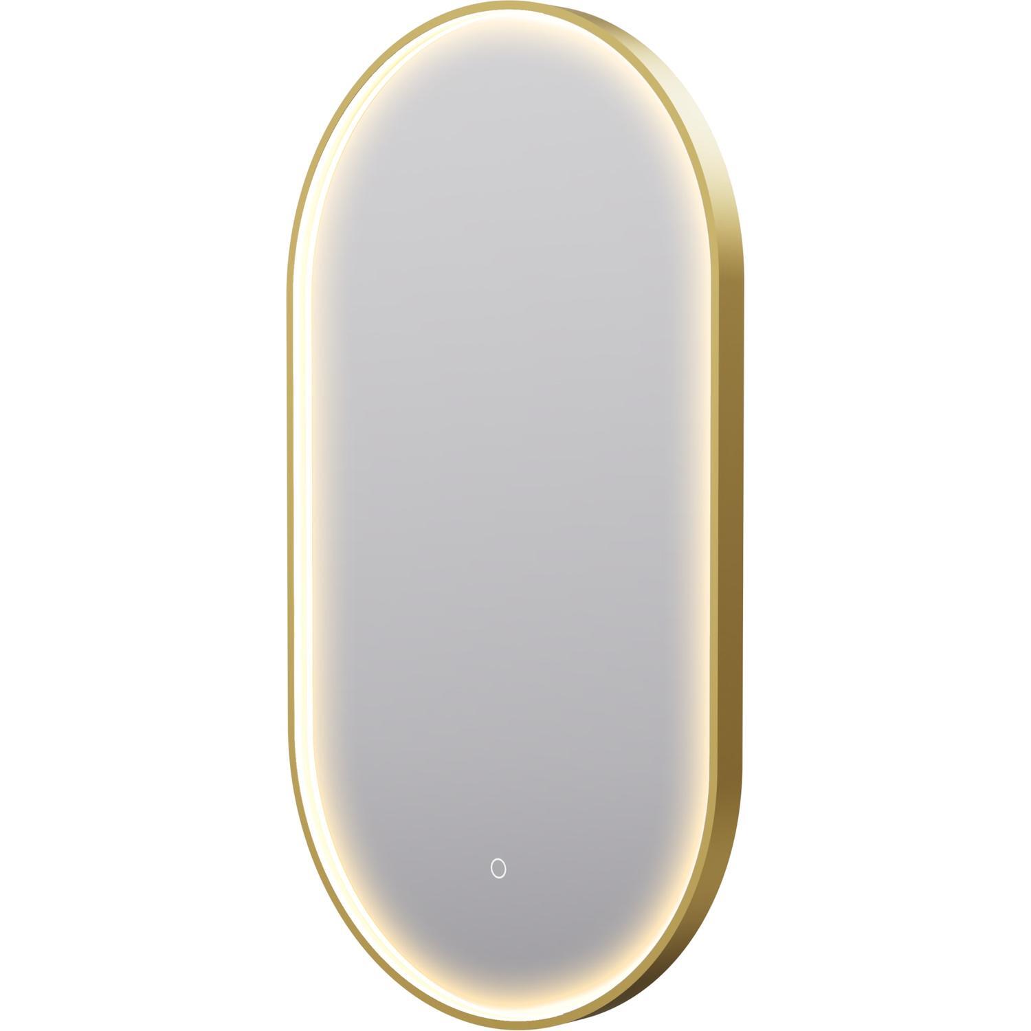 Eclipse LED Pill Mirror with Demister 900x500mm Gold