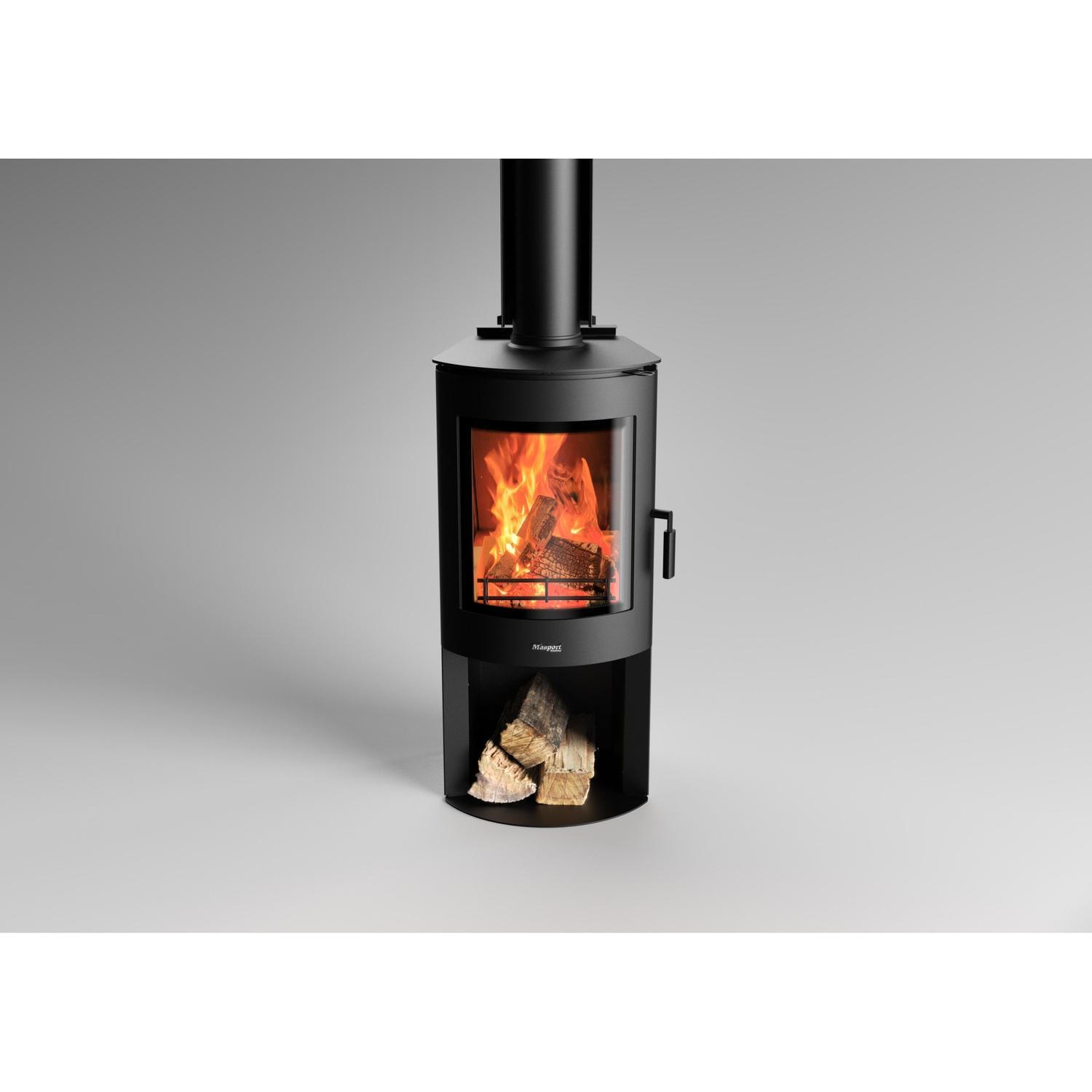 Akaroa Mk II Wood Fire with Wood Stacker Metallic Black VHT