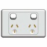 Double Horizontal Power Point Switch White