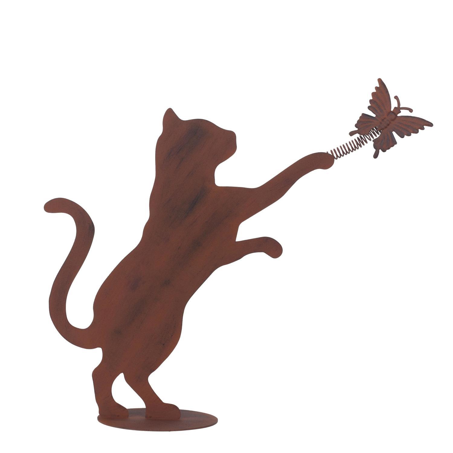 Metal Cat and Butterfly Garden Décor 34cm
