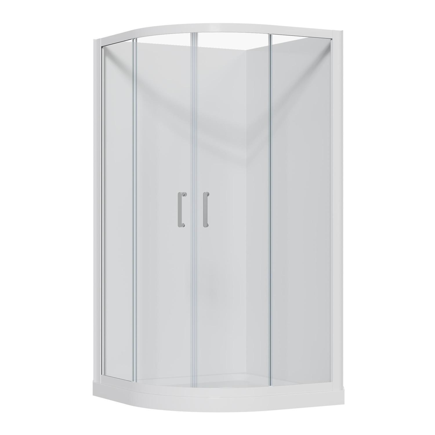 Curved Flat Wall Acrylic Shower 1000 x 1000 x 1965mm White