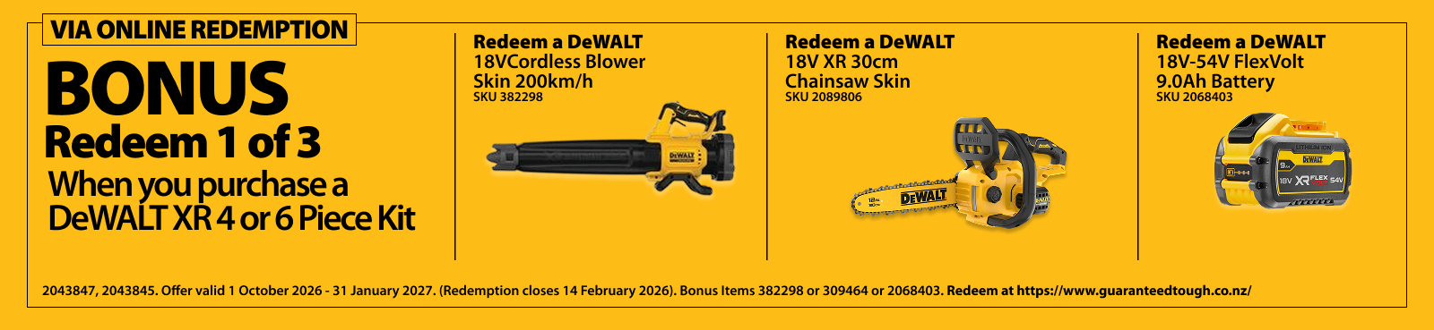 DeWALT Redemptions Ends 31 Jan 2027