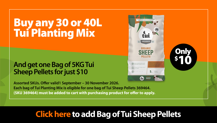 Buy any 30 or 40L Tui Planting Mix And get one Bag of 5KG Tui Sheep Pellets for just $10