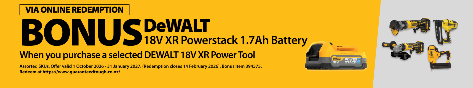 DeWALT Redemptions Ends 31 Jan 2027