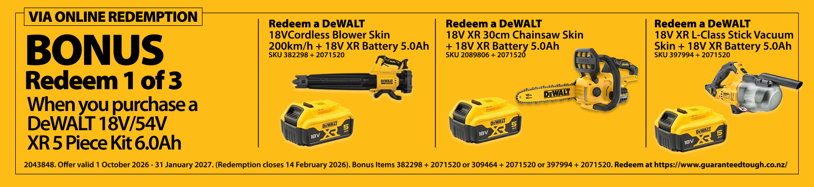 DeWALT Redemptions Ends 31 Jan 2027