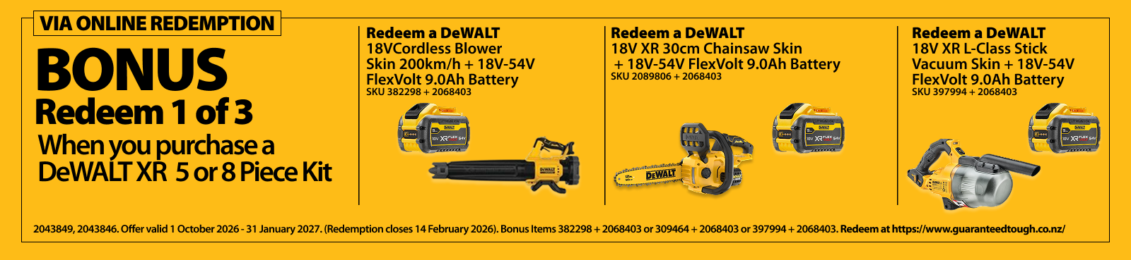 DeWALT Redemptions Ends 31 Jan 2027