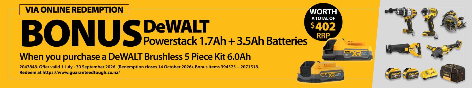 Online Redemption DeWALT Ends 30 September 2026