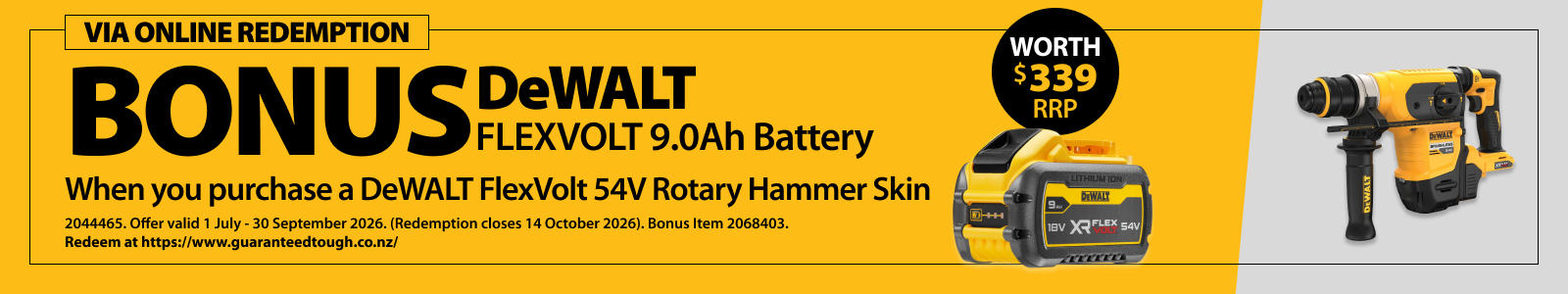Online Redemption DeWALT Ends 30 September 2026