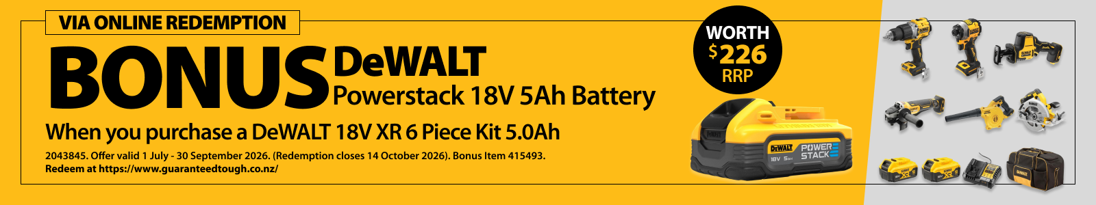 Online Redemption DeWALT Ends 30 September 2026