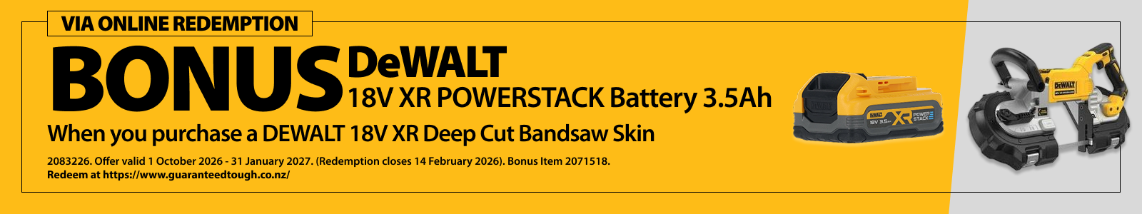 DeWALT Redemptions Ends 31 Jan 2027