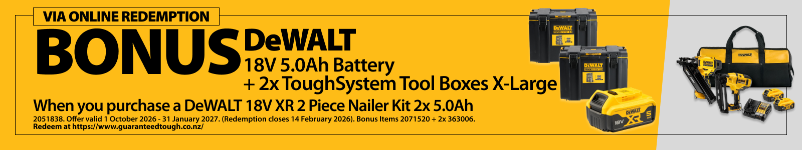 DeWALT Redemptions Ends 31 Jan 2027