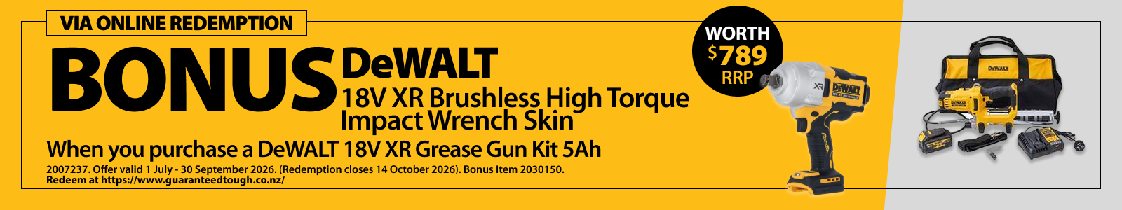 Online Redemption DeWALT Ends 30 September 2026