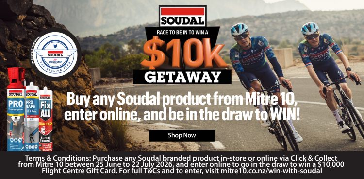 Buy any Soudal product from Mitre 10, enter online, and be in the draw to WIN!