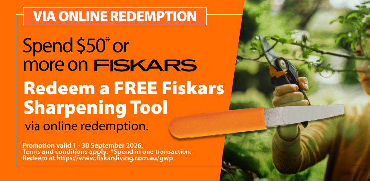 Spend 50 dollars or more on Fiskars and Redeem a FREE Fiskars Sharpening Tool
