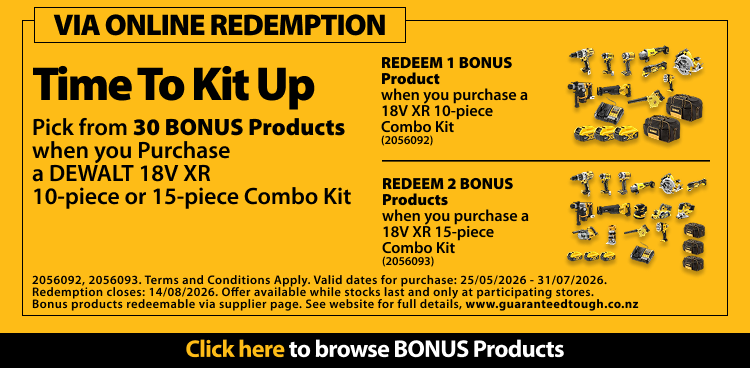 Pick from 30 BONUS Products when you Purchase a DEWALT 18V XR  10-piece or 15-piece Combo Kit 
