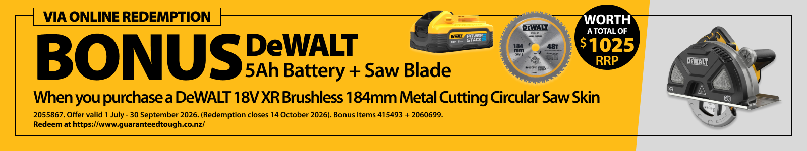 Online Redemption DeWALT Ends 30 September 2026