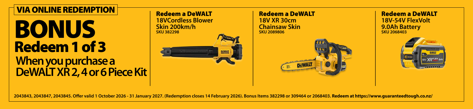 DeWALT Redemptions Ends 31 Jan 2027