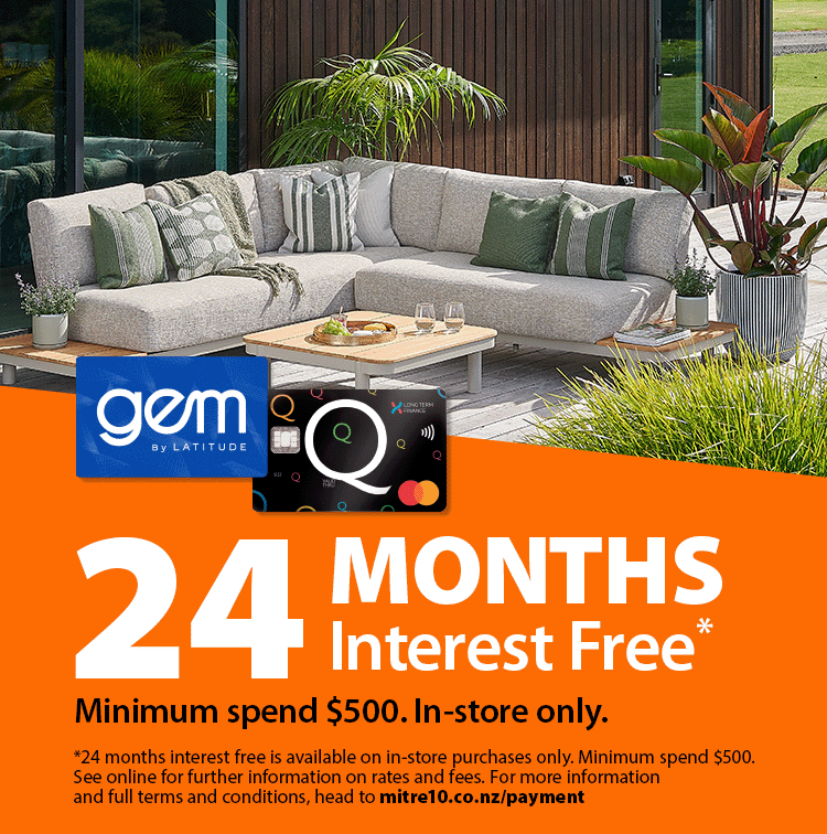 24 months interest free. Minimum spend $500. In-store only. Terms and conditions apply.