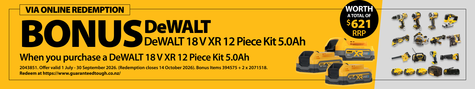 Online Redemption DeWALT Ends 30 September 2026