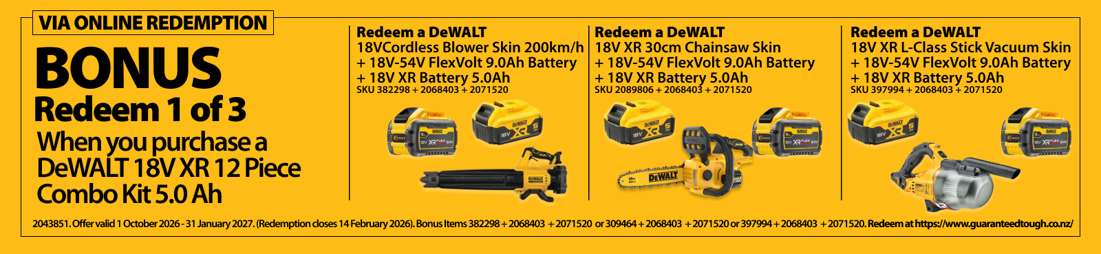 DeWALT Redemptions Ends 31 Jan 2027