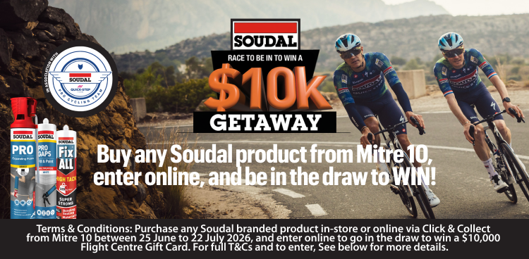 Buy any Soudal product from Mitre 10, enter online, and be in the draw to WIN!