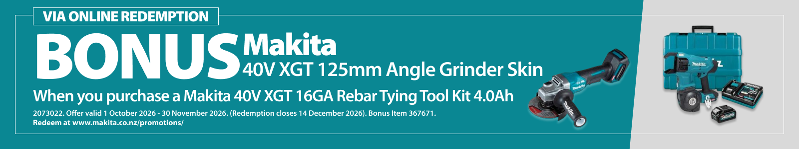 Makita Online Redemptions Ends 30 November 2026