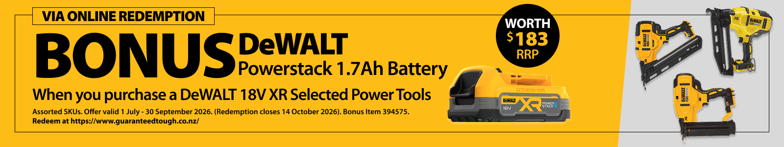 Online Redemption DeWALT Ends 30 September 2026
