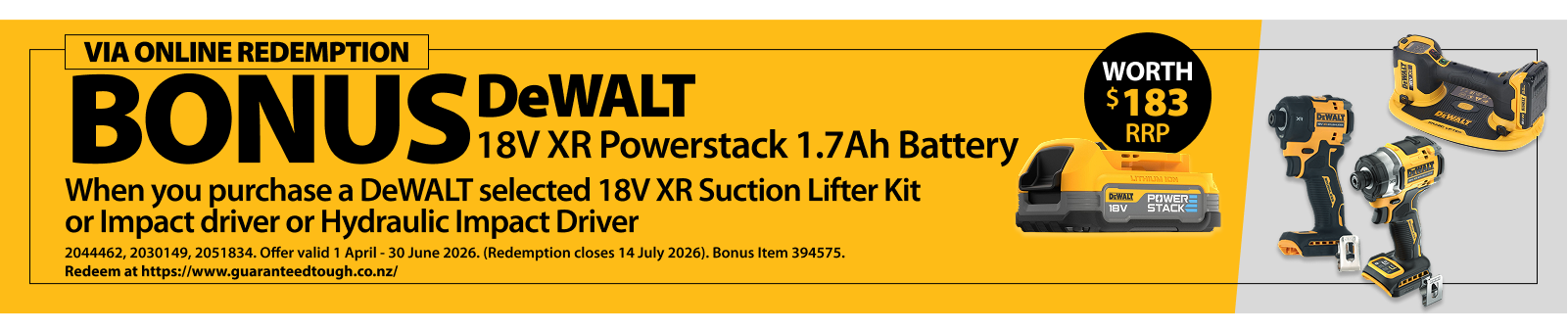 DeWALT Redemptions Ends 30 June 2026